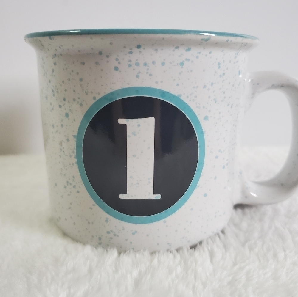 Clay Art Monogrammed I White Light Blue Teal Coffee Cup Mug 13 Oz - Picture 2 of 9
